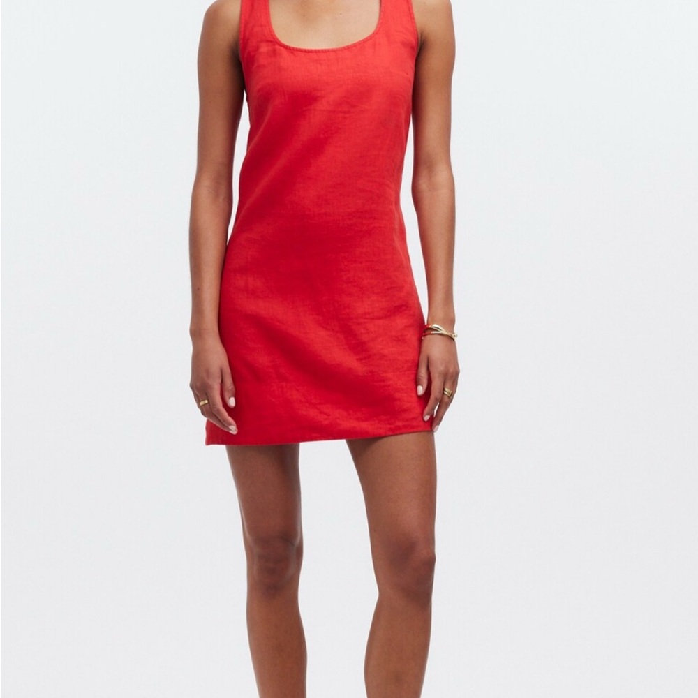 NWT - Madewell Vibrant Cross-Back A-Line Mini Dress in Linen